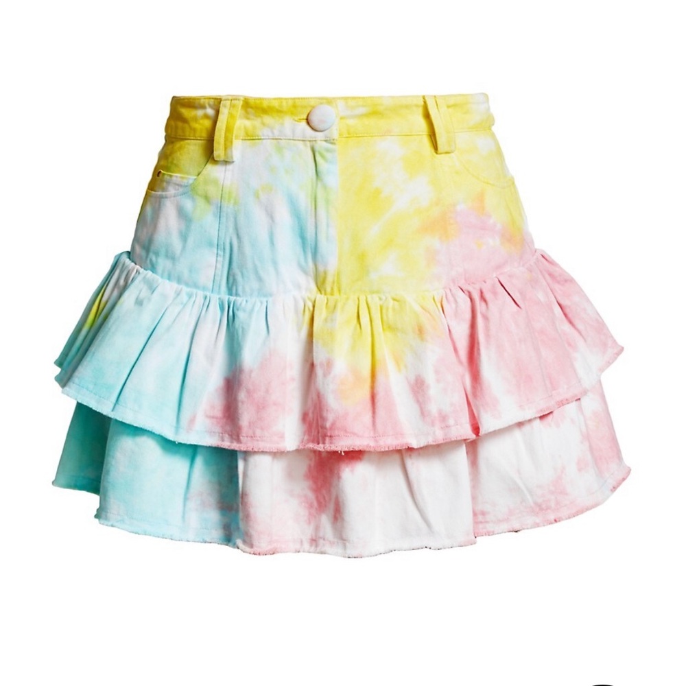 Loveshackfancy Landen skirt Rainbow tie dye Size 4